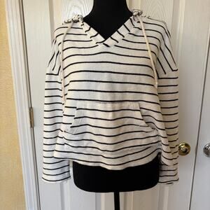 Paper Crane Striped Hoodie Pullover Sweater Medium